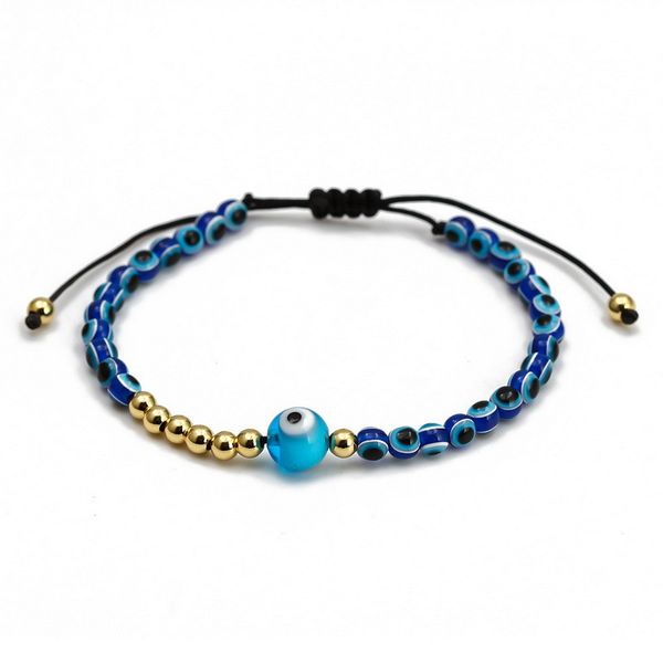 

custom bohemian style devil's eye bracelet rice bead alloy accessories woven drawstring adjustable bracelet, Golden;silver