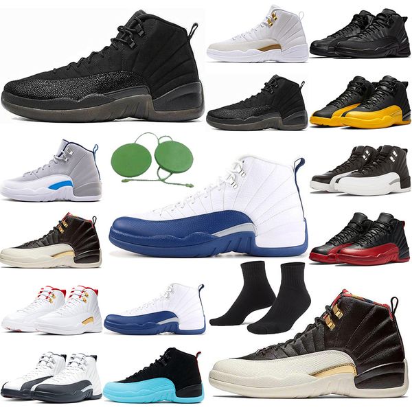

playoffs men basketball shoes jumpman 12 12s retro reverse flu game dark grey concord university gold mens trainers sports sneakers size 7-1