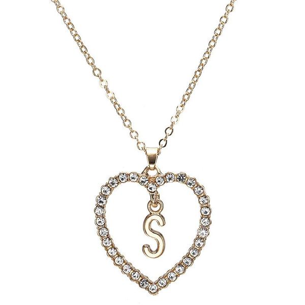 

pendant necklaces name initials heart for women teens girls diamond inlaid trendy collar o chain fashion jewelry, Silver