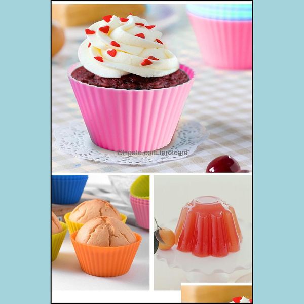 7 cm Yuvarlak Kek Kupası Şile Muffin DIY Pişirme Kalıp Puding Damla Teslimat 2021 Cupcake Bakeware Mutfak Yemek Bar Ev Bahçe VXB7C