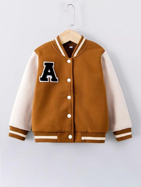 

toddler boys letter patched thermal bomber jacket she01, Blue;gray