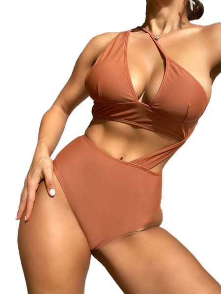 

plain cut-out one piece swimsuit q6uw#, White;black