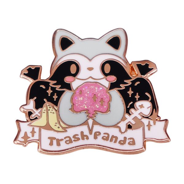 

spirit animal trash panda enamel pin funny racoon gift medal brooch badge jewelry, Blue
