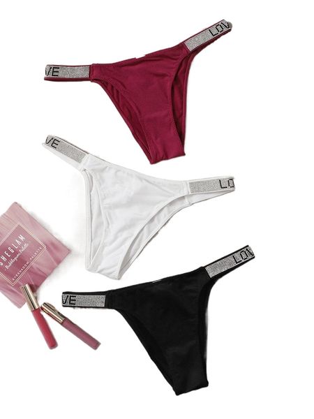 

3pack glitter tape panty set i9i6#, Black;red