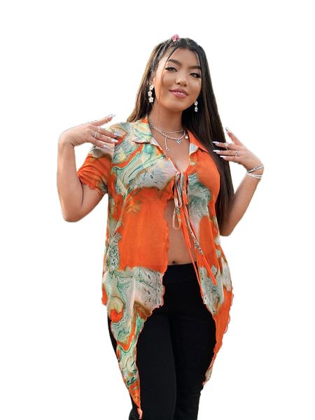 

plus lettuce trim tie front n7vc#, Black