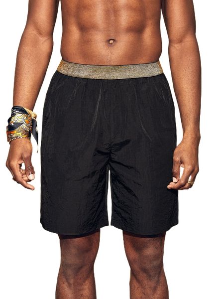 

men contrast tape straight leg shorts t5tk#, White;black