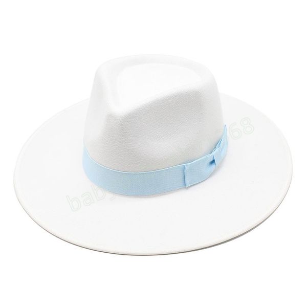 

fedora hats for men women wool felt fedoras hat bowknot ribbon band white dress formal hat big brim jazz cap, Yellow