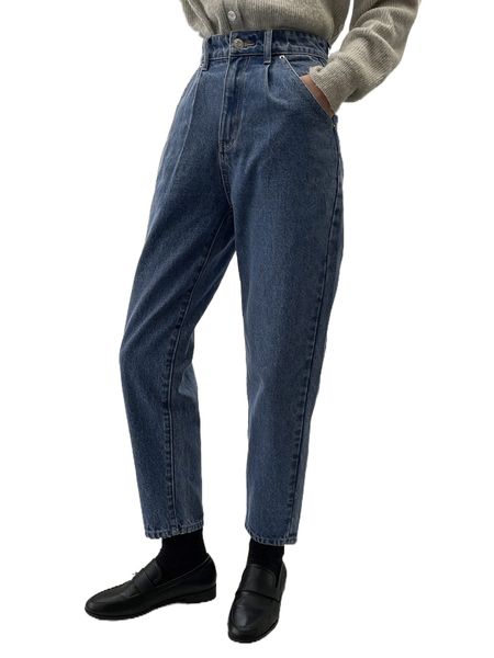 

dazy high waist mom fit jeans p3fa#, Blue