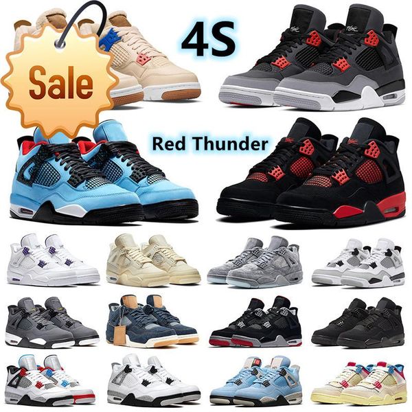 

4 4s mens basketball shoes red thunder royalty bred black cat cool grey lightning university blue shimmer white oreo infrared men women m