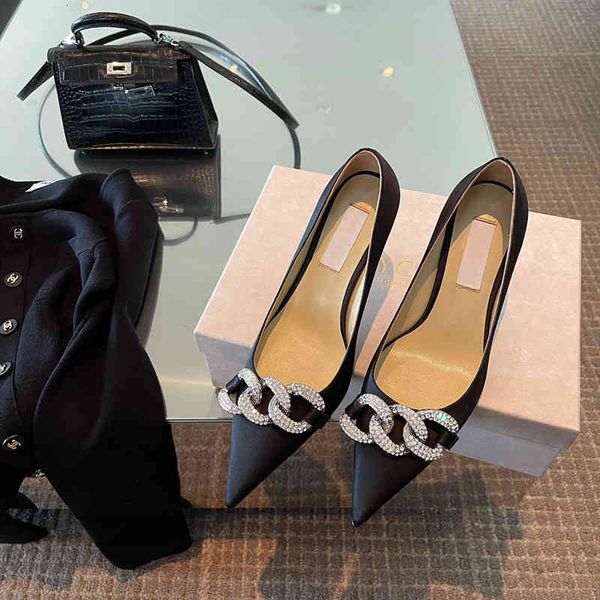 

dress shoes in spring and summer of shallow mouth pointed metal high heels leather thin fashionable versatile women's, Black