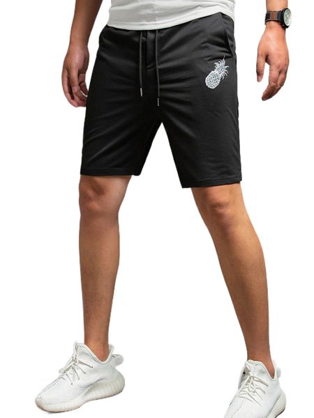 

men pineapple print drawstring waist shorts q3sd#, White;black