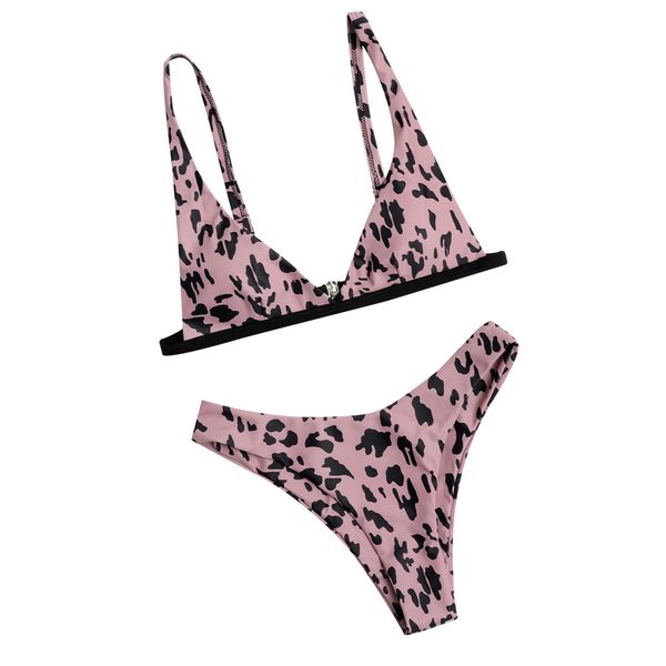 

women's swimwear leopard swimsuit bralette push up high leg cut bikini 2022 summer triangle female biquini brazilian biquine beachwear, White;black
