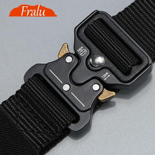 

belt men outdoor hunting metal tactical multi-function alloy buckle marine corps canvas for, Black;brown