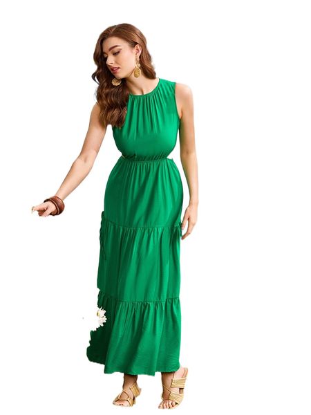 

cut out knot detail ruffle hem dress b41u#, Black;gray