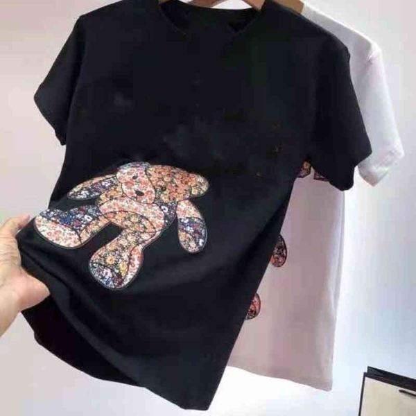 

designer luxury fashion men and women classic g simple letter loose casual couple new floral cartoon bear cotton t-shirt for, White;black
