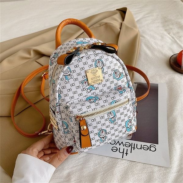 

cute robot print messenger backpack versatile leather clearance outlet sale