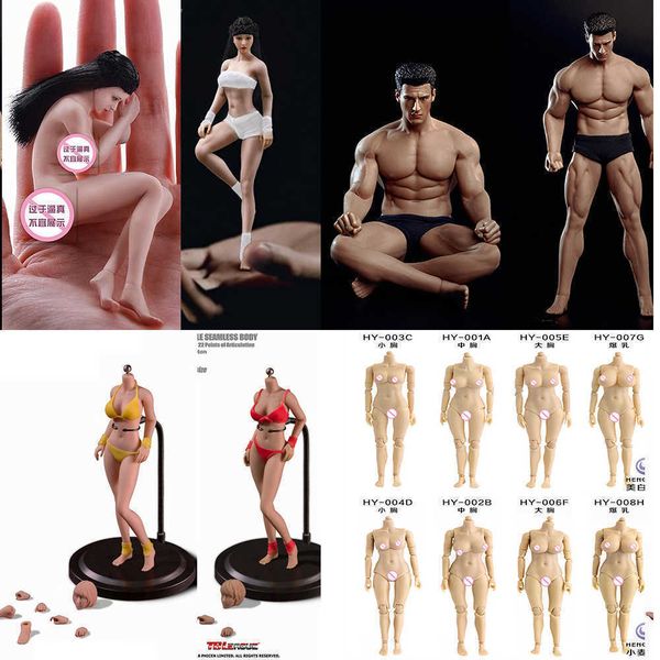 

huiya01 1/12 scale male/female suntan/pale skin seamless body action figure for fans holiday t03a t03b tm01a tm02a t01a t02a q0621