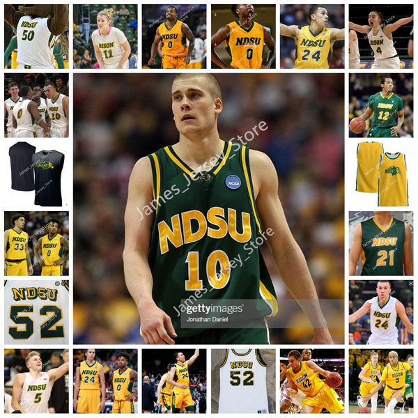 2022 NCAA costurou camisa de basquete do estado de Dakota do Norte 9 Ben Woodside 32 Andrew Morgan 33 Kolbe Rada 34 Rocky Kreuser 0 Jaxon Knotek 25 Donald Carter III