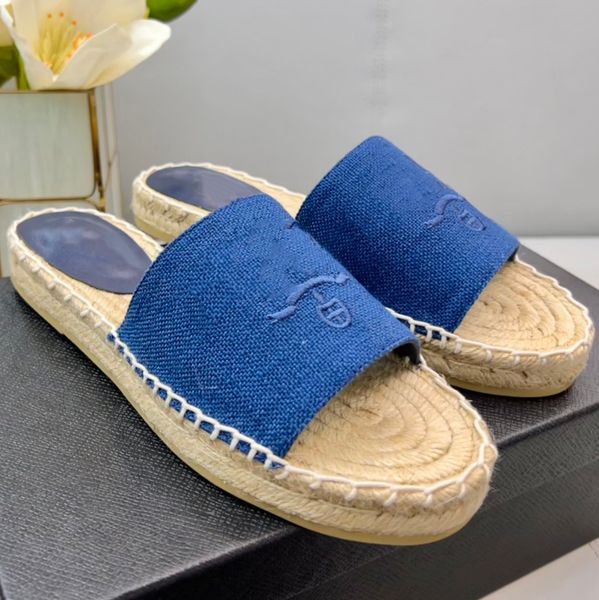 

designer women hemp fabric flat shoes embroidered espadrilles fisherman shoes outdoor low help casual shoe half slippers slipper, Black