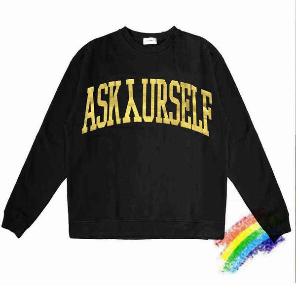 

foam printing askyurself sweatshirts men women hoodie askyurself los angeles crewneck t220721, Black