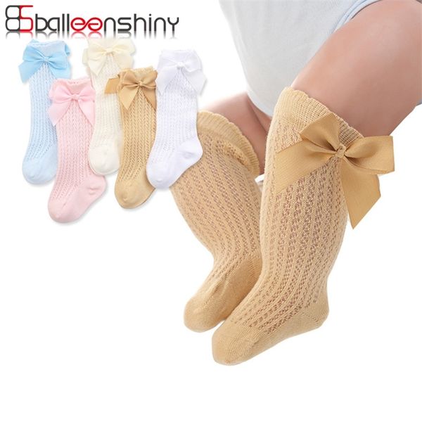 

balleenshiny girl toddler bow cotton mesh breathable born infant nonslip baby girls socks 03 years 220721, Pink;yellow