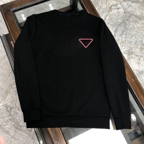 

prd designer sweater mens long-sleeved hoodie loose round neck sweatshirt triangle sticker cotton sweaters pda men women oversize pullover s, Black