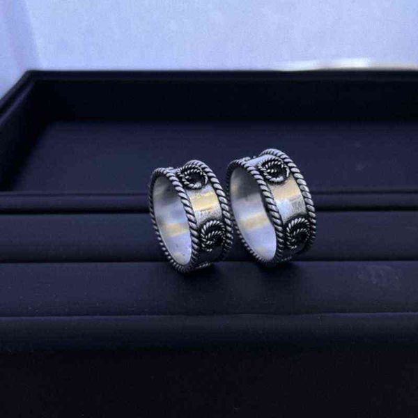 

factory outlet silver old twisted wire fried dough twist edge hemp rope carving ring personalized fashion hip hop