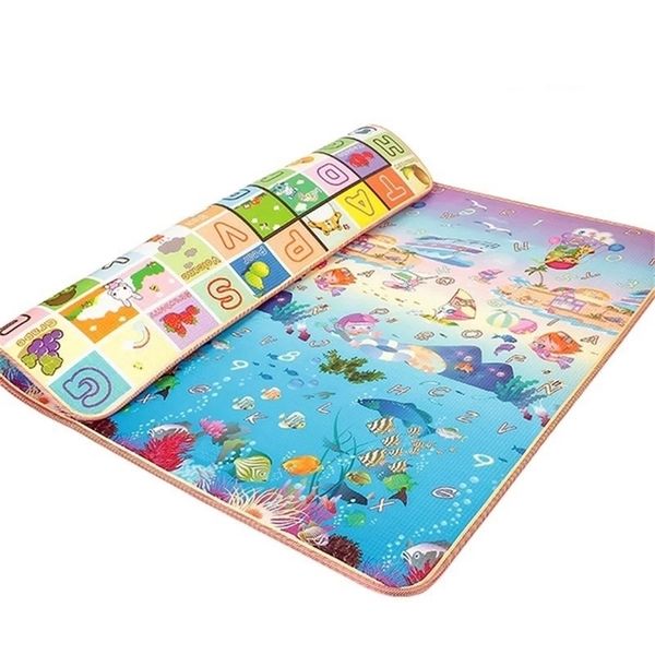 

3 sizes cartoon animals baby floor sport mat functional educational alphabet room pad for kids double sides play crawl cushion 210402