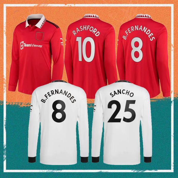 

22/23 player version long sleeve united ronaldos soccer jerseys 2022 manchester rashford shirt b.fernandes greenwood eriksen r. varane malay, Black;yellow