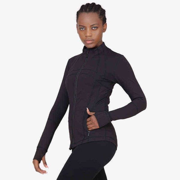 

define women's sports jacket autumn winter yoga zipper running top, Gray