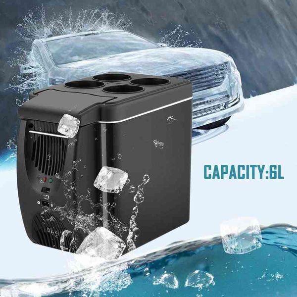 Aquecedor profissional de congelador de 12V de 12V 6L Mini refrigerador mais quente geladeira elétrica geladeira portátil Icebox Travel Refrigert H220510