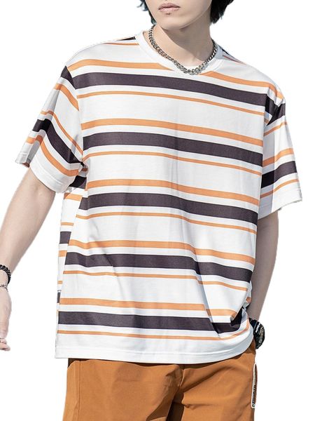 

men block striped tee d18z#, White;black