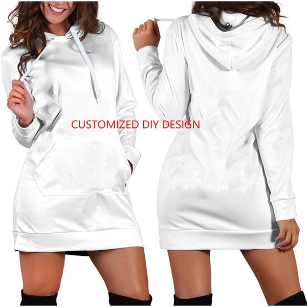 Design Diy personalizado Moda 3D Impresso Slim Hoodies Dress Women Women Wear Casual Wear Sleeve Sweetshirt Pullover 220707