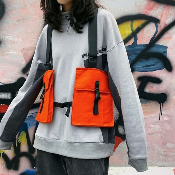Bolsa de rua de vestuário tático para mulheres, saco de cintura de peito de hip hop