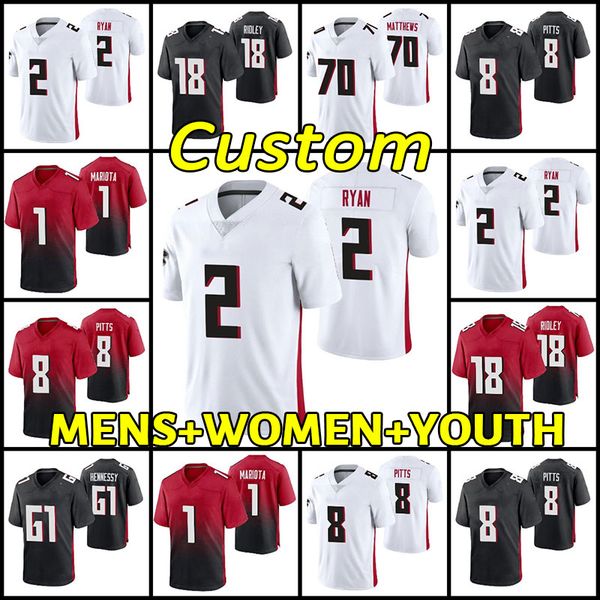 

15 drake london football jerseys 1 marcus mariota 8 kyle pitts younghoe koo cordarrelle patterson jaylinn ridley, Black;red