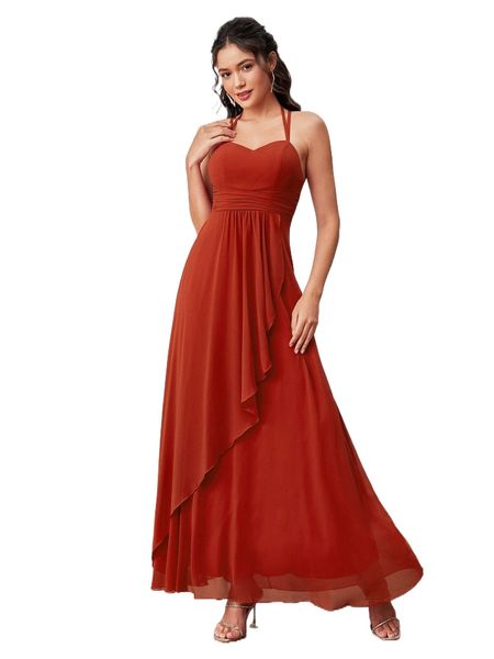 

crisscross tie back chiffon bridesmaid dress s455#, White;black