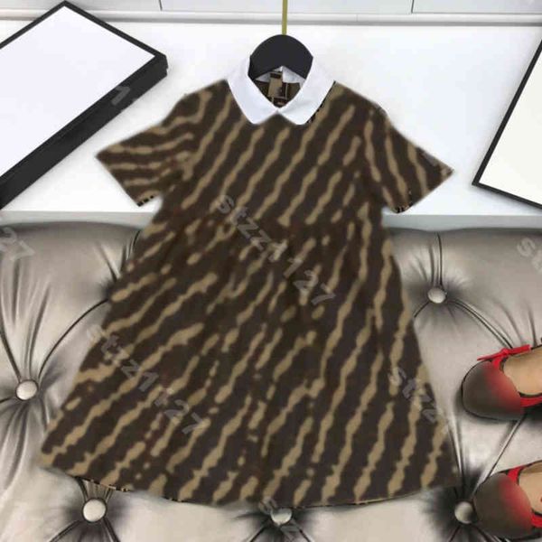 

designers kids girls printed dress casual short sleeve dresses shirts f..di logo brand summer baby clothes casual child clothing a1, Red;yellow