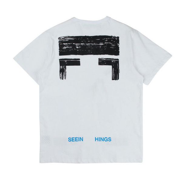 

brand mens fashion classic t shirts offs summer designer women loose tees quality t-shirt letter arrow oil painting black white tshirts lux, White;black