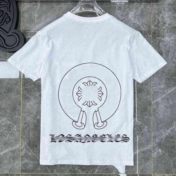 

luxury summer mens t shirts fashion ch brand men sanskrit letter t-shirt horseshoe cross designer tshirts man hip hop sweater women classic, White;black