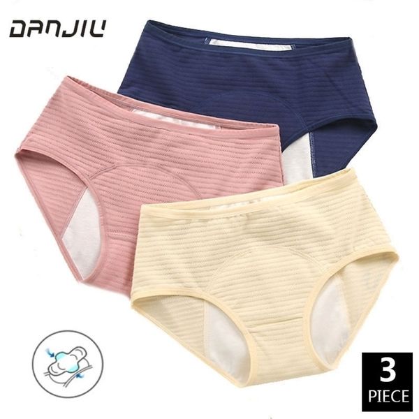 

3pcs cotton solid physiological period leak proof menstrual panties soft breathable mesh women underwear seamless lady breifs y200425, Black;pink