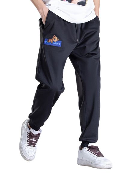 

men letter & cartoon graphic sweatpants q7be#, Black