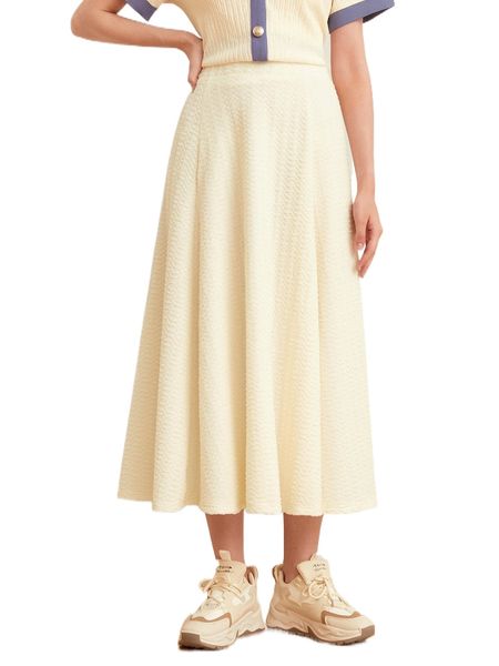 

solid elastic waist skirt c0cz#, Black