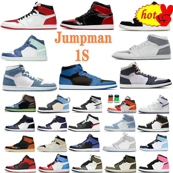 

jumpman 1s basketball shoes 1 university blue denim hoyal royal stealth patent bred heritage georgetown dark mocha rebellionaire nb, Black