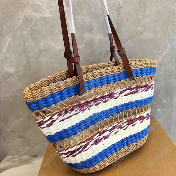 

summer straw shoulder bags women basket bag luxury designer handbags crochet totes leather strap handbag beach purse shopping pack