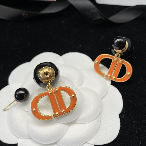 

factory retail and wholesale d home di cd letter pearl earrings orange antique rin color matching female jewelry, Golden