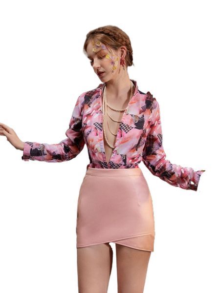 

x ishara gamage high waist wrap pu leather skirt 20zy#, Black