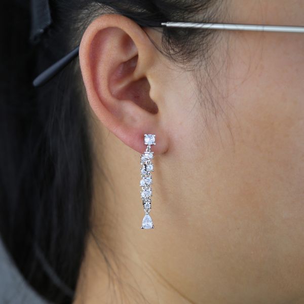 Multi-Piercing baumelnder Creolen-Ohrring, Quastenkette vorne und hinten, doppelseitig, Damenschmuck, goldfarben, funkelnde 2,5 mm CZ-Wassertropfen-Ohrringe