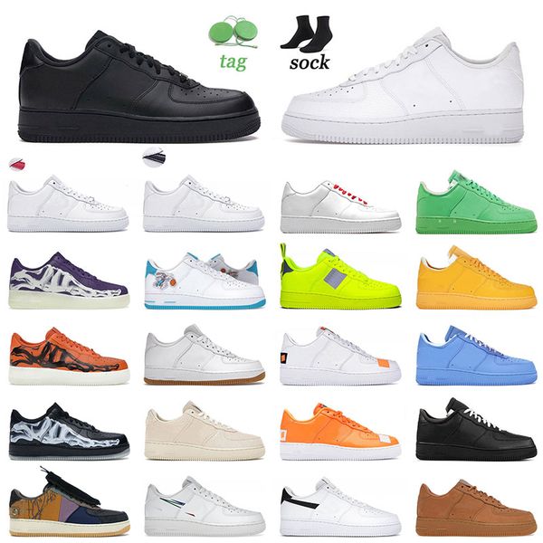 

classic designer mens women running shoes low cut 07 triple black white mca university blue wheat skate skeleton orange men tennis trainers