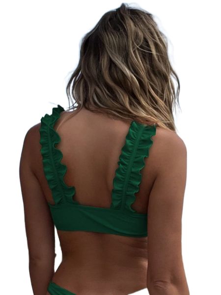 

ruffle trim bikini r1ly#, White;black