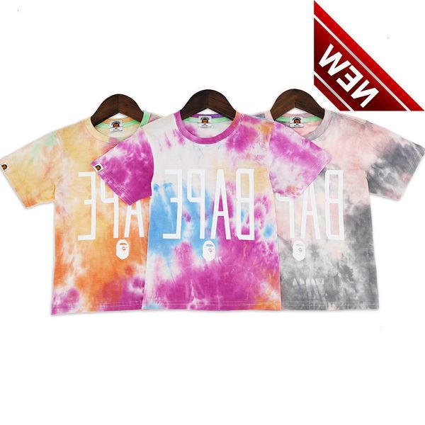 

beii & bap trendy children's clothing middle and large tie dyed ape head t-shirt printed cotton short sleeve, White;black